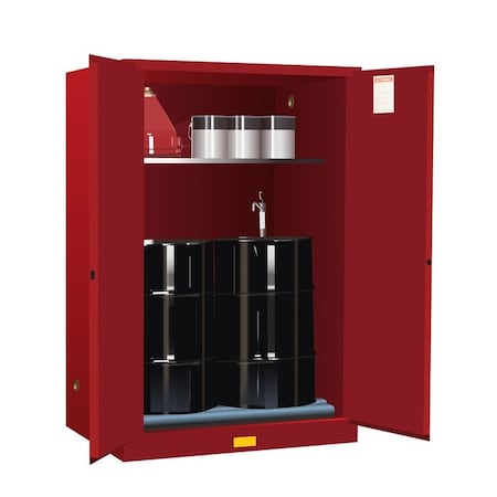 Justrite 60 gal, 1 Shelves, 18-Gauge Steel, 43 in W x 65 in H x 34 in D, Red 899061
